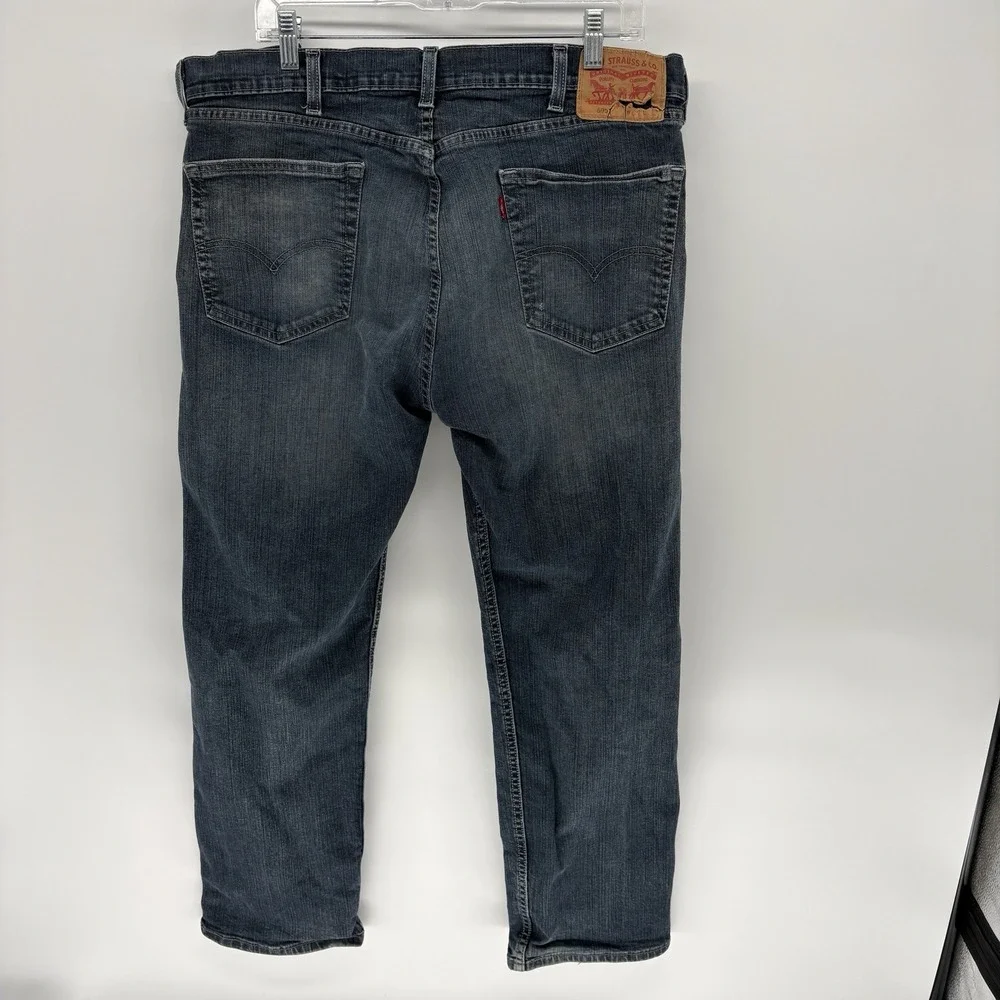 Men's Levi's 505 Straight Leg Dark Wash Blue Denim Jeans Size 38X28.5